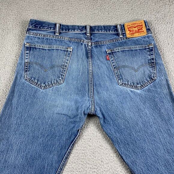 Levi's 505 Regular Straight Fit Distress Jeans Men's 38x30 Medium Wash Denim New - Picture 13 of 14